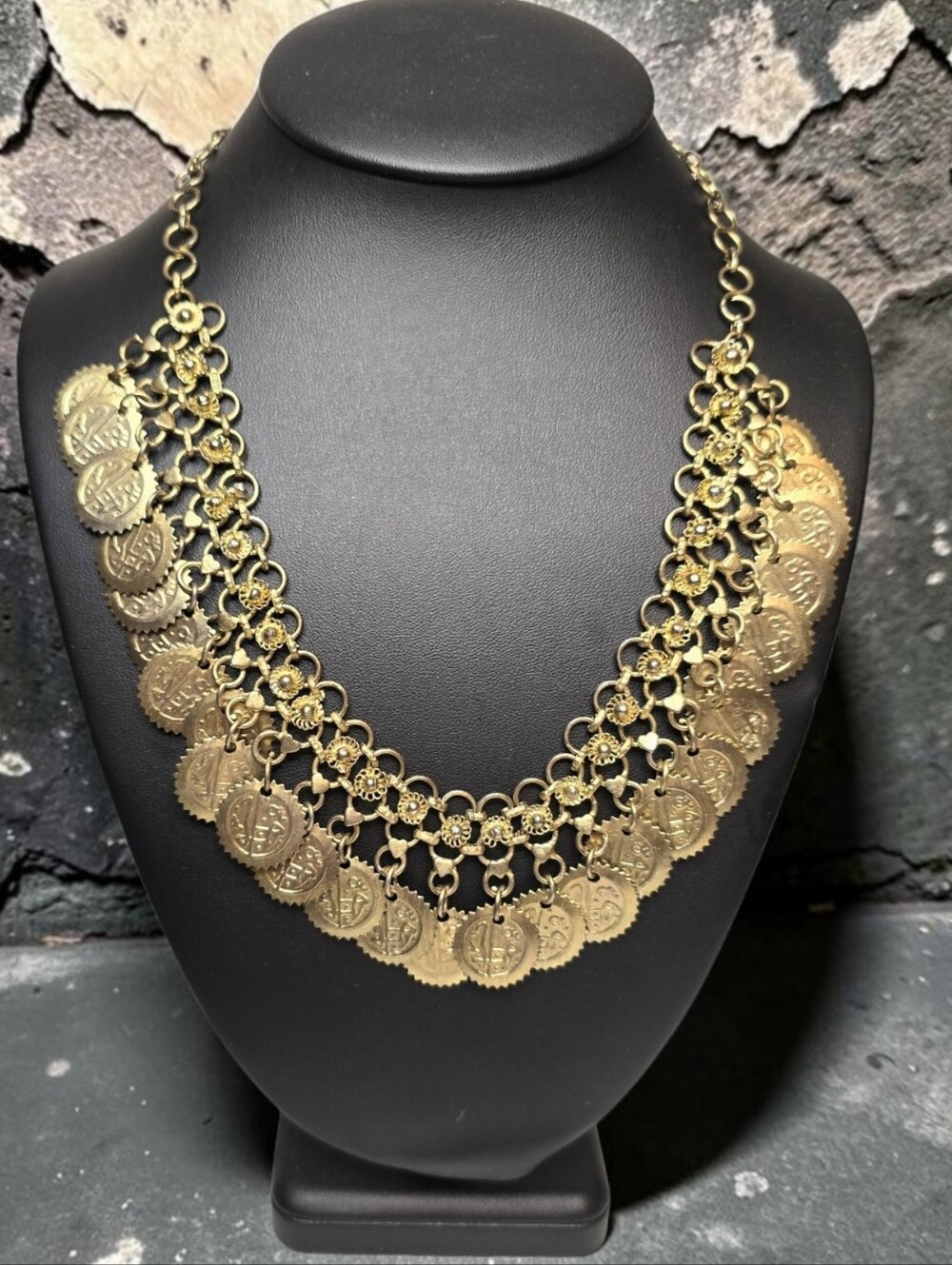 Vintage Gold Tone Coin Necklace